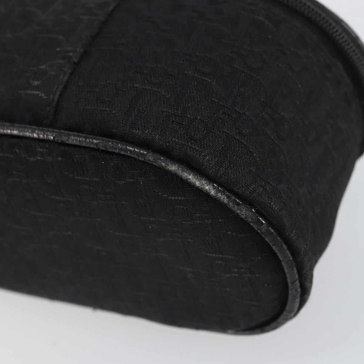 Christian Dior Trotter Canvas Vanity Pouch Black Silver Auth hk3265