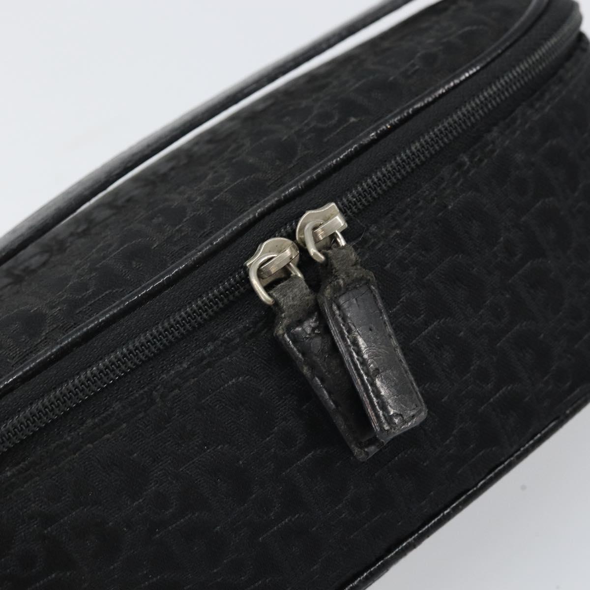 Christian Dior Trotter Canvas Vanity Pouch Black Silver Auth hk3265
