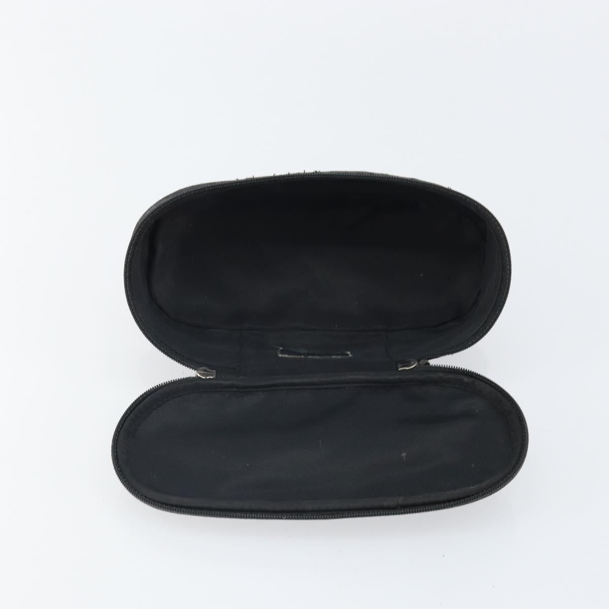 Christian Dior Trotter Canvas Vanity Pouch Black Silver Auth hk3265