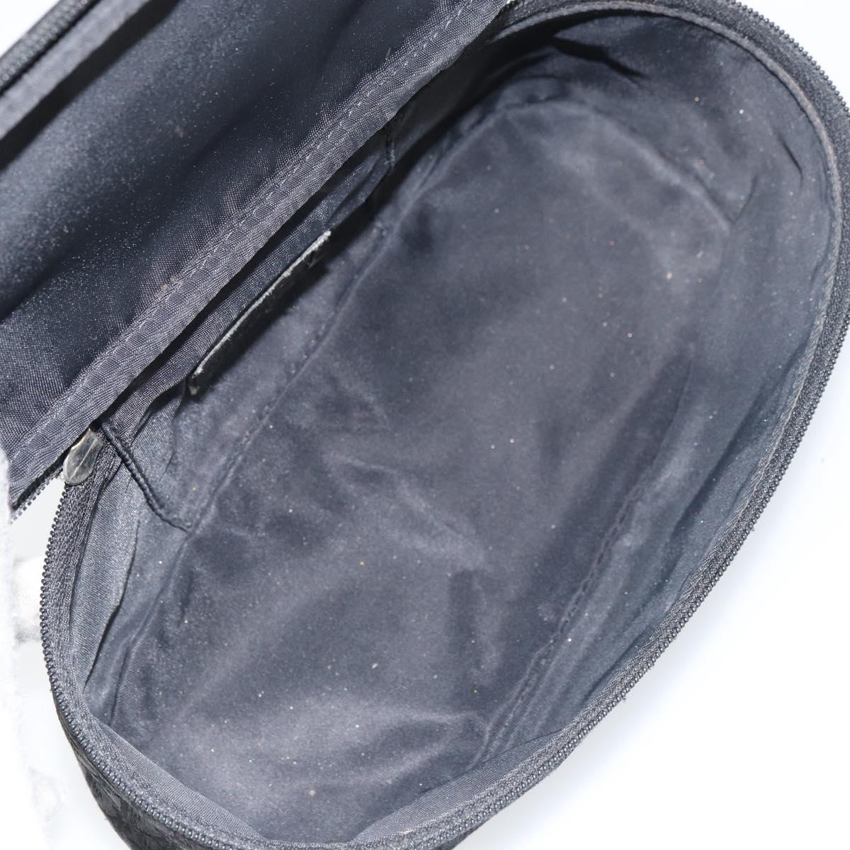 Christian Dior Trotter Canvas Vanity Pouch Black Silver Auth hk3265
