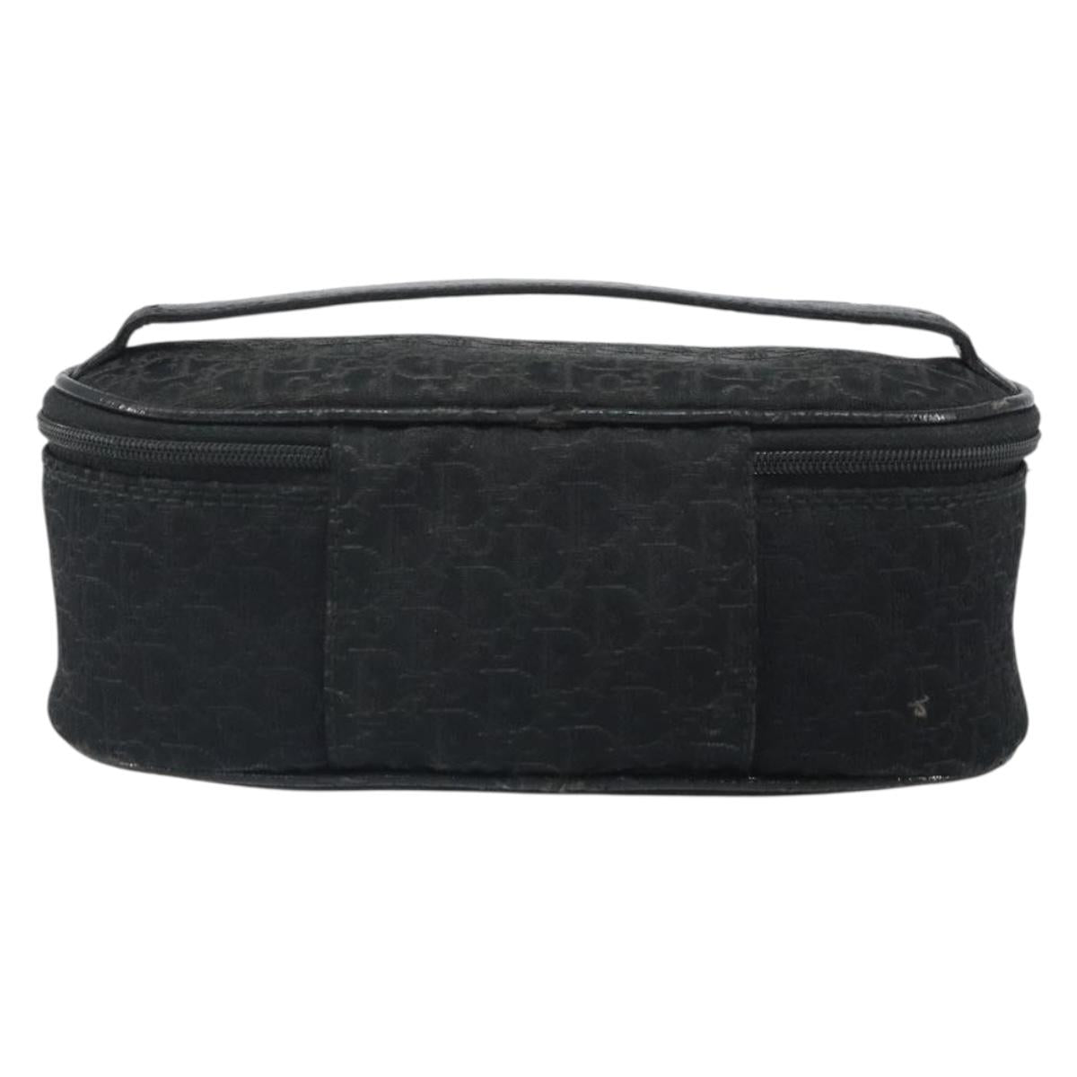 Christian Dior Trotter Canvas Vanity Pouch Black Silver Auth hk3265