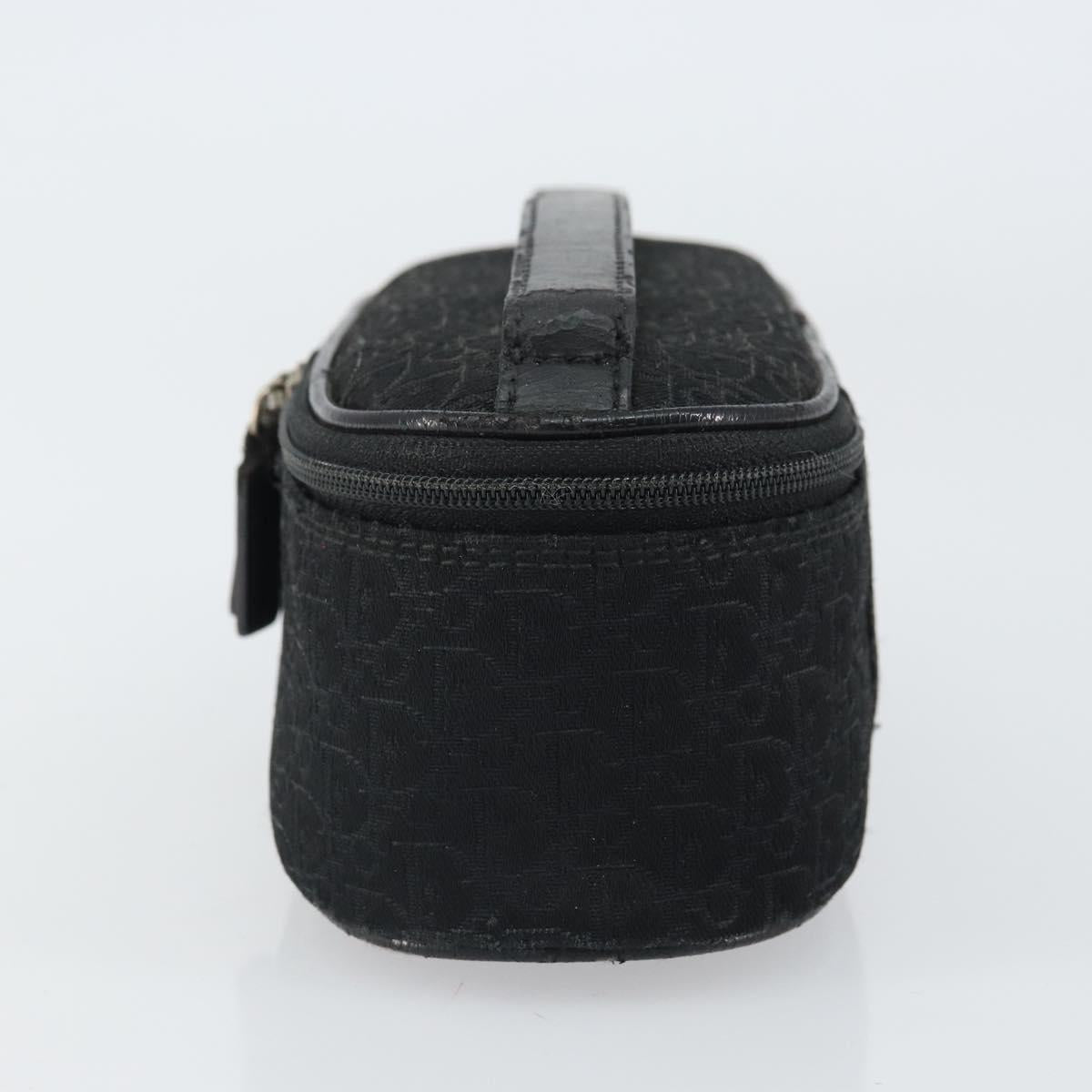 Christian Dior Trotter Canvas Vanity Pouch Black Silver Auth hk3265