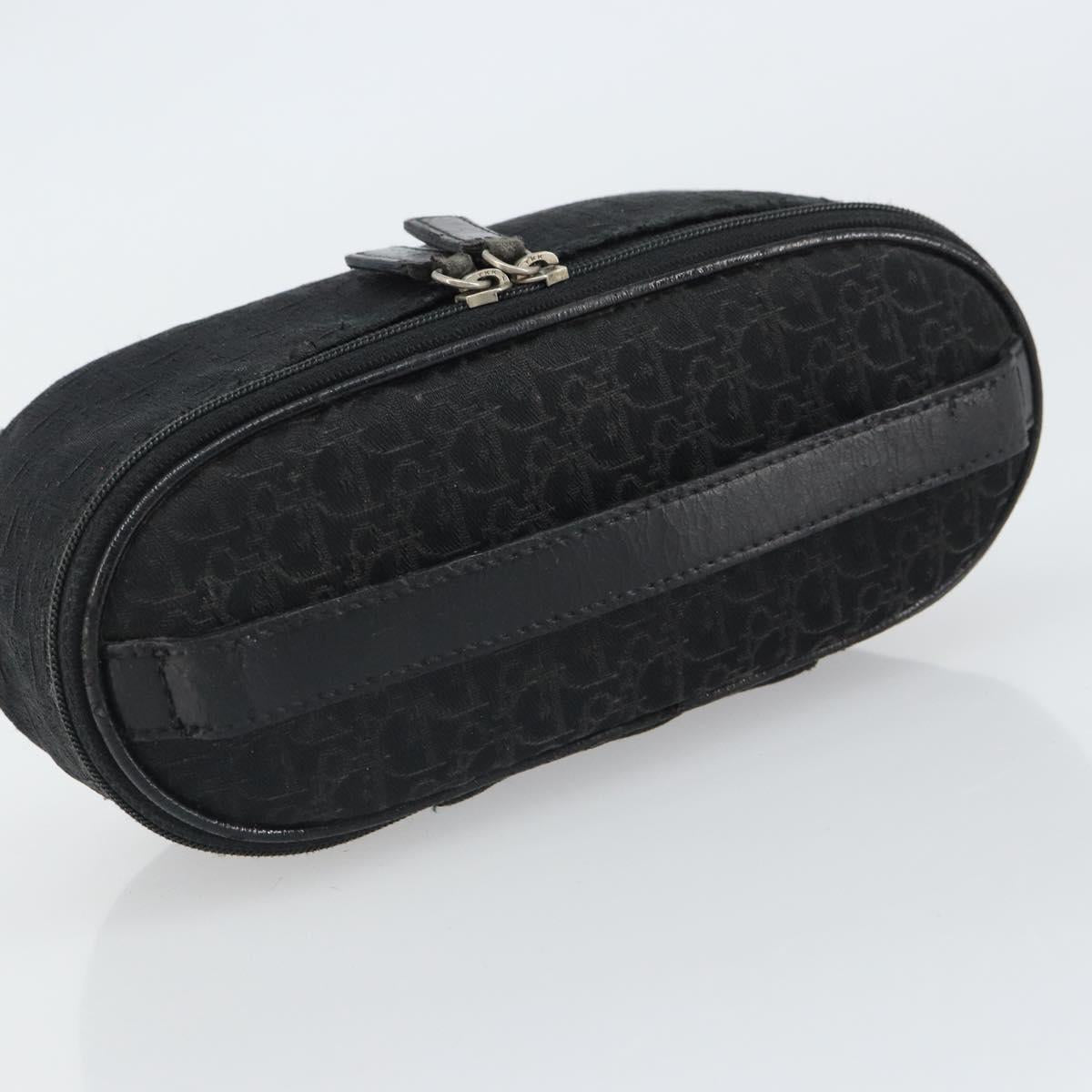 Christian Dior Trotter Canvas Vanity Pouch Black Silver Auth hk3265