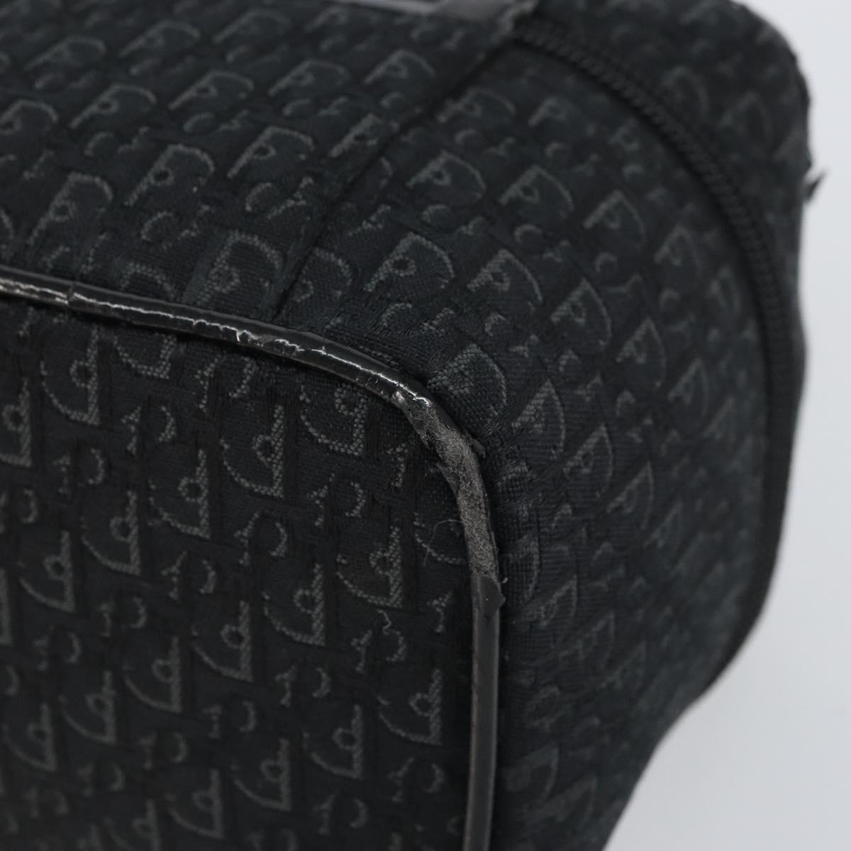 Christian Dior Trotter Canvas Vanity Pouch Black Silver Auth hk3266