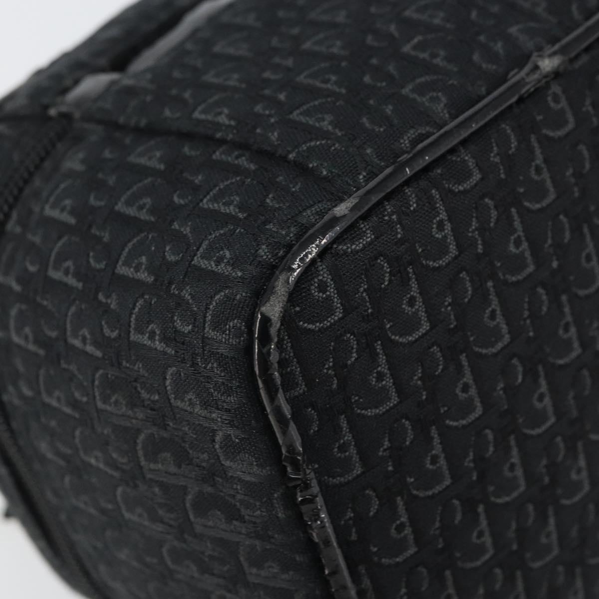Christian Dior Trotter Canvas Vanity Pouch Black Silver Auth hk3266