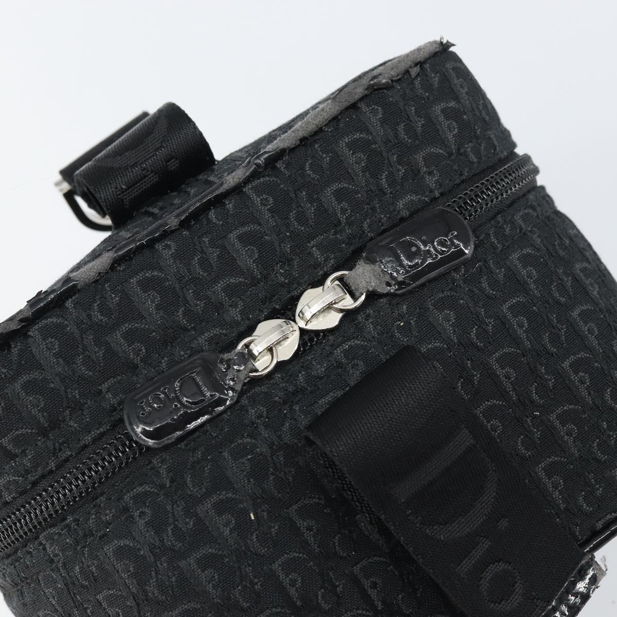 Christian Dior Trotter Canvas Vanity Pouch Black Silver Auth hk3266