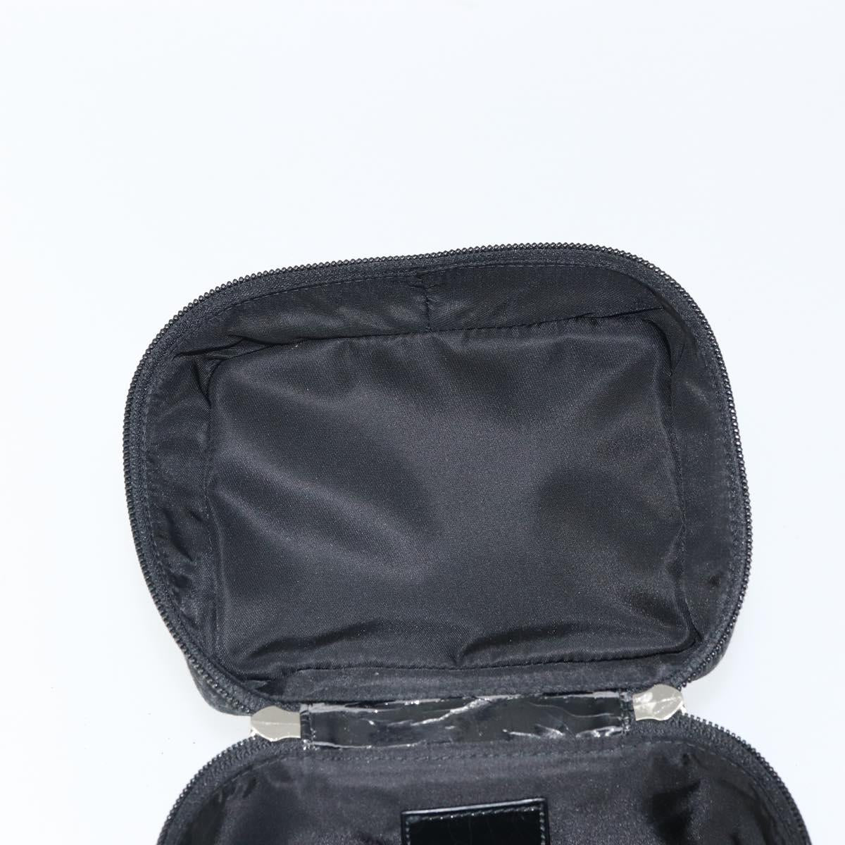 Christian Dior Trotter Canvas Vanity Pouch Black Silver Auth hk3266