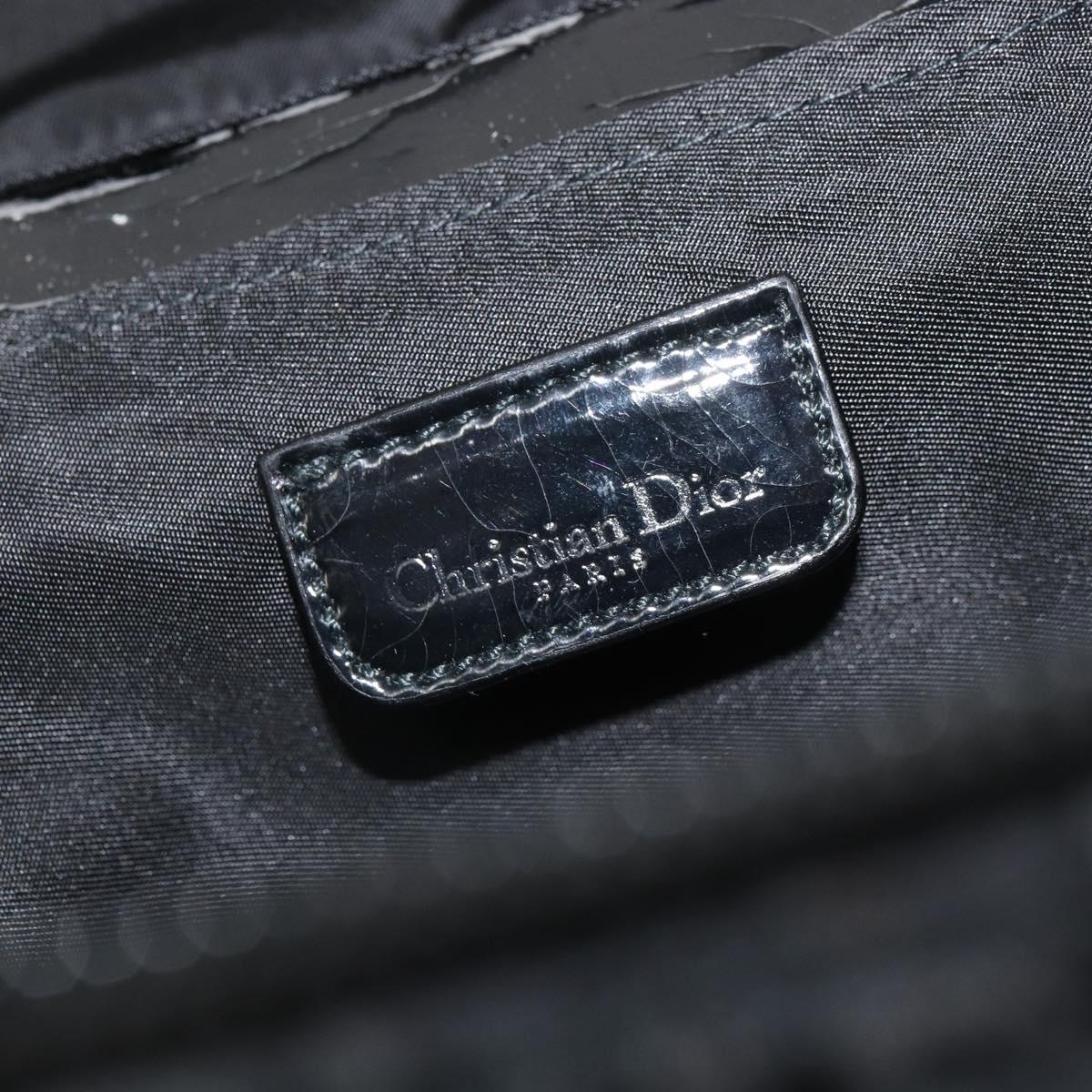 Christian Dior Trotter Canvas Vanity Pouch Black Silver Auth hk3266