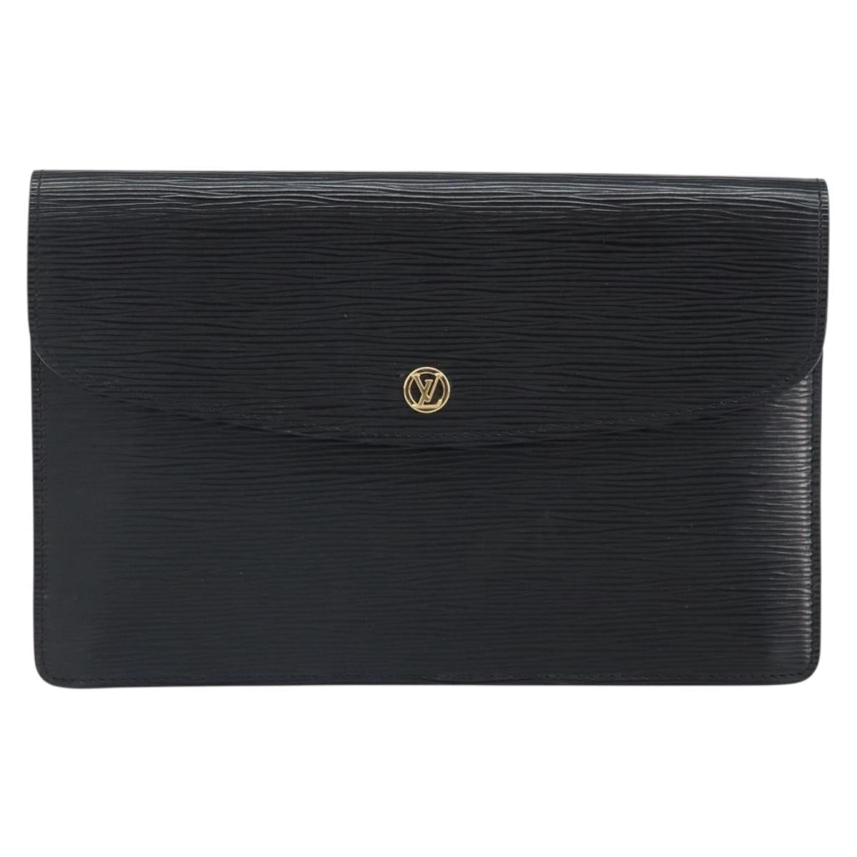 LOUIS VUITTON Epi Montaigne 27 Clutch Bag Black M52652 LV Auth hk3270