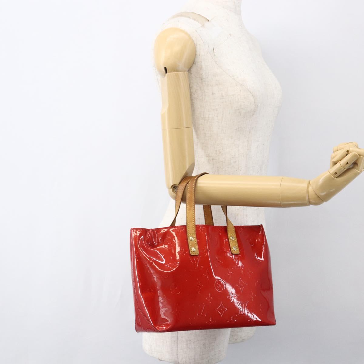 LOUIS VUITTON Monogram Vernis Reade PM Hand Bag Red Rouge M91088 LV Auth hk3277
