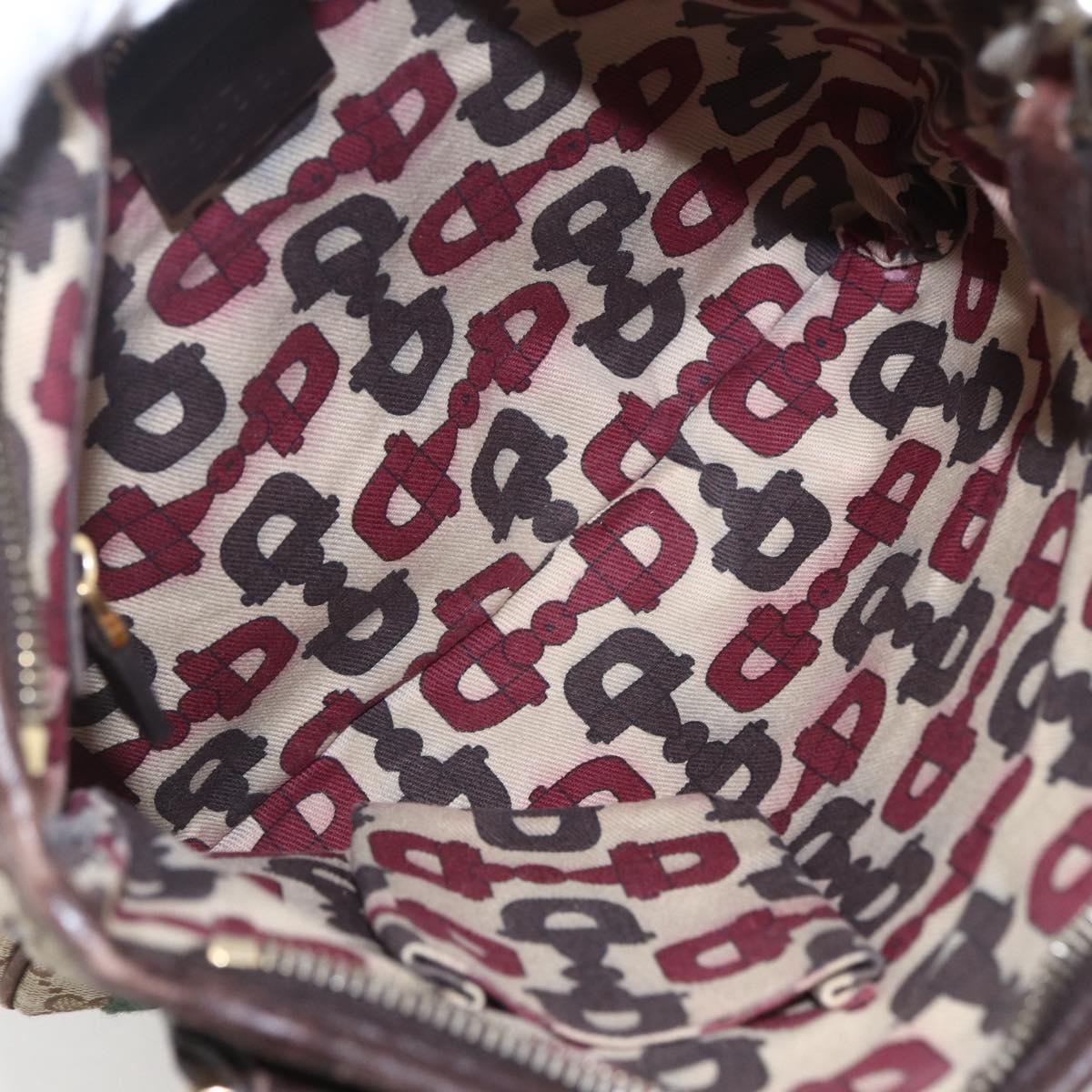 GUCCI GG Canvas Web Sherry Line Shoulder Bag Beige Gold 144388 Auth hk3291