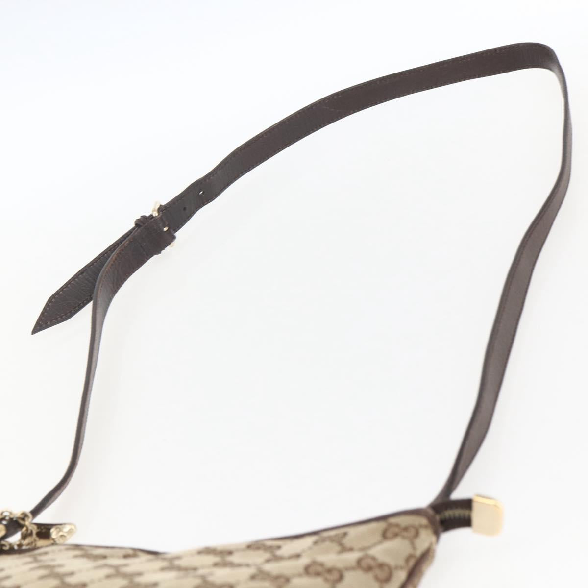 GUCCI GG Canvas Web Sherry Line Shoulder Bag Beige Gold 144388 Auth hk3291