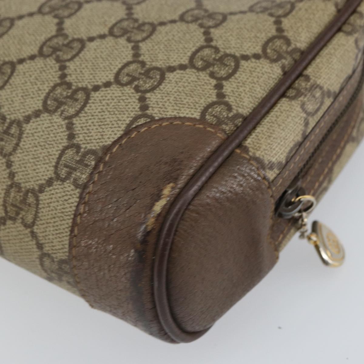 GUCCI GG Supreme Clutch Bag PVC Beige Auth hk3292
