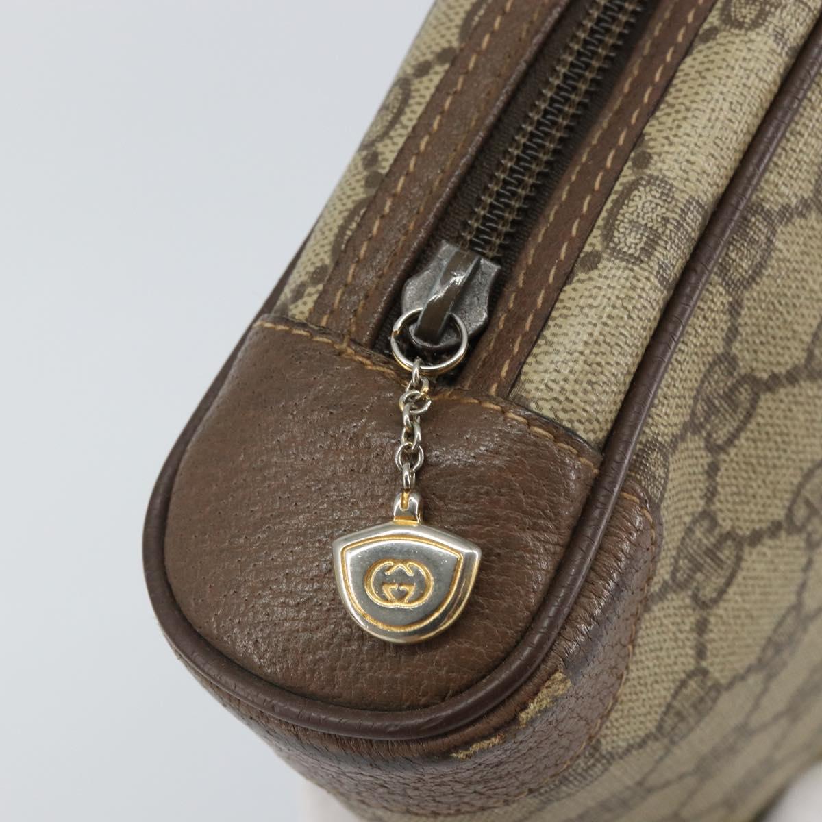 GUCCI GG Supreme Clutch Bag PVC Beige Auth hk3292