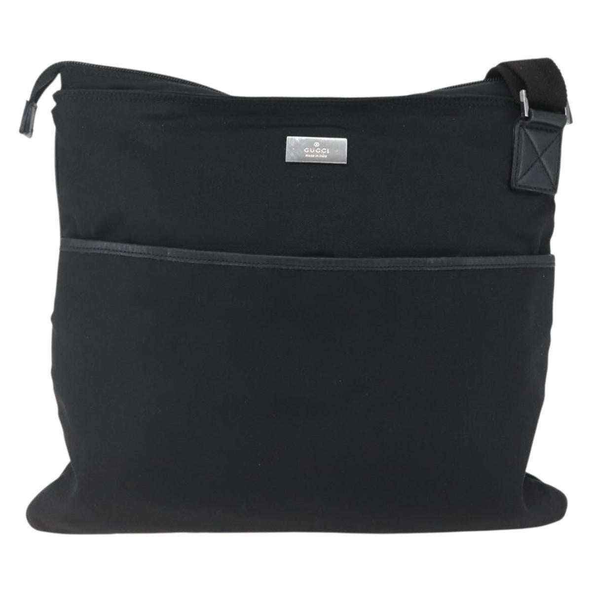 GUCCI Shoulder Bag Nylon Black Silver 141198 Auth hk3295