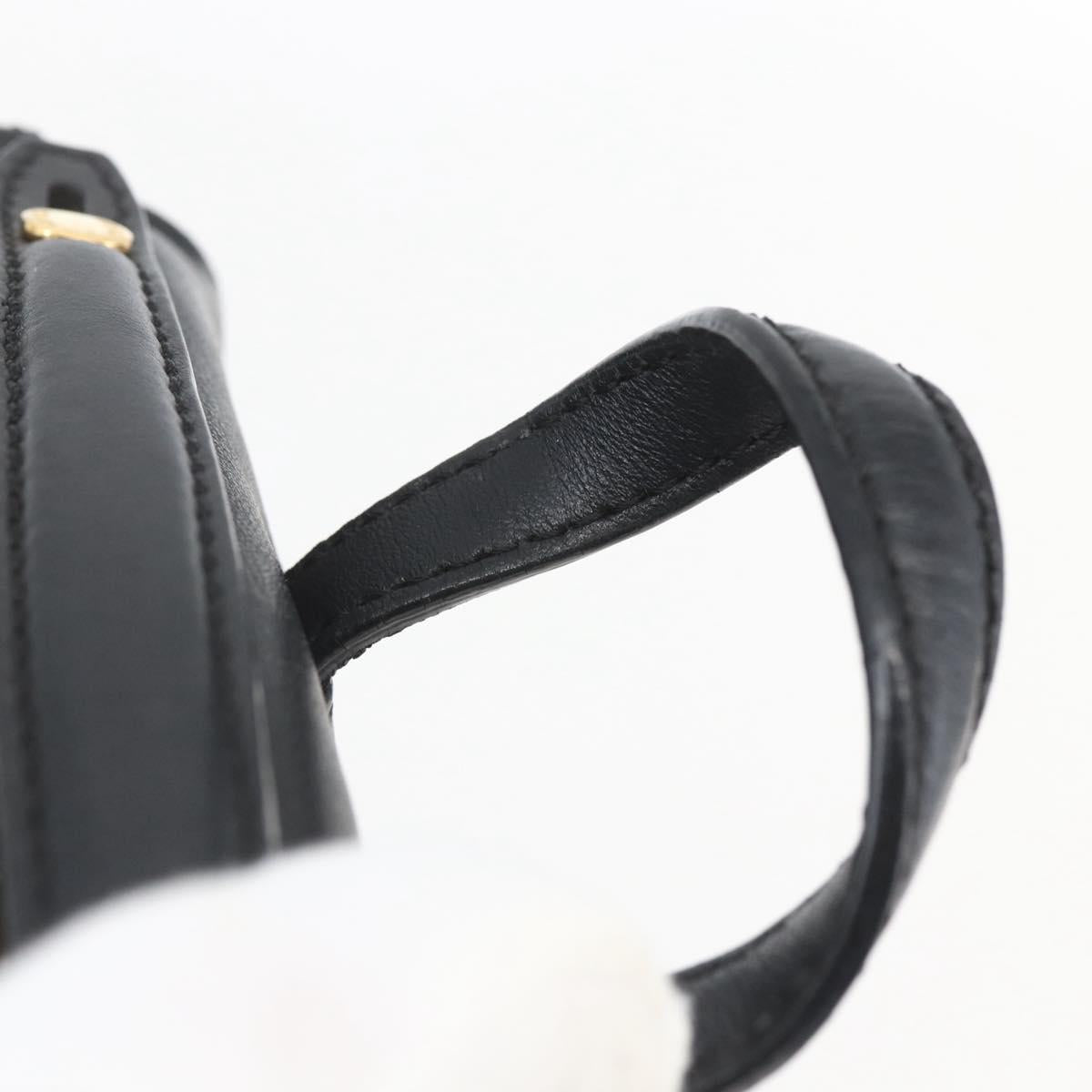 FENDI Monster Bugs Eye Hand Bag Leather 2way Black Gold Auth hk3297