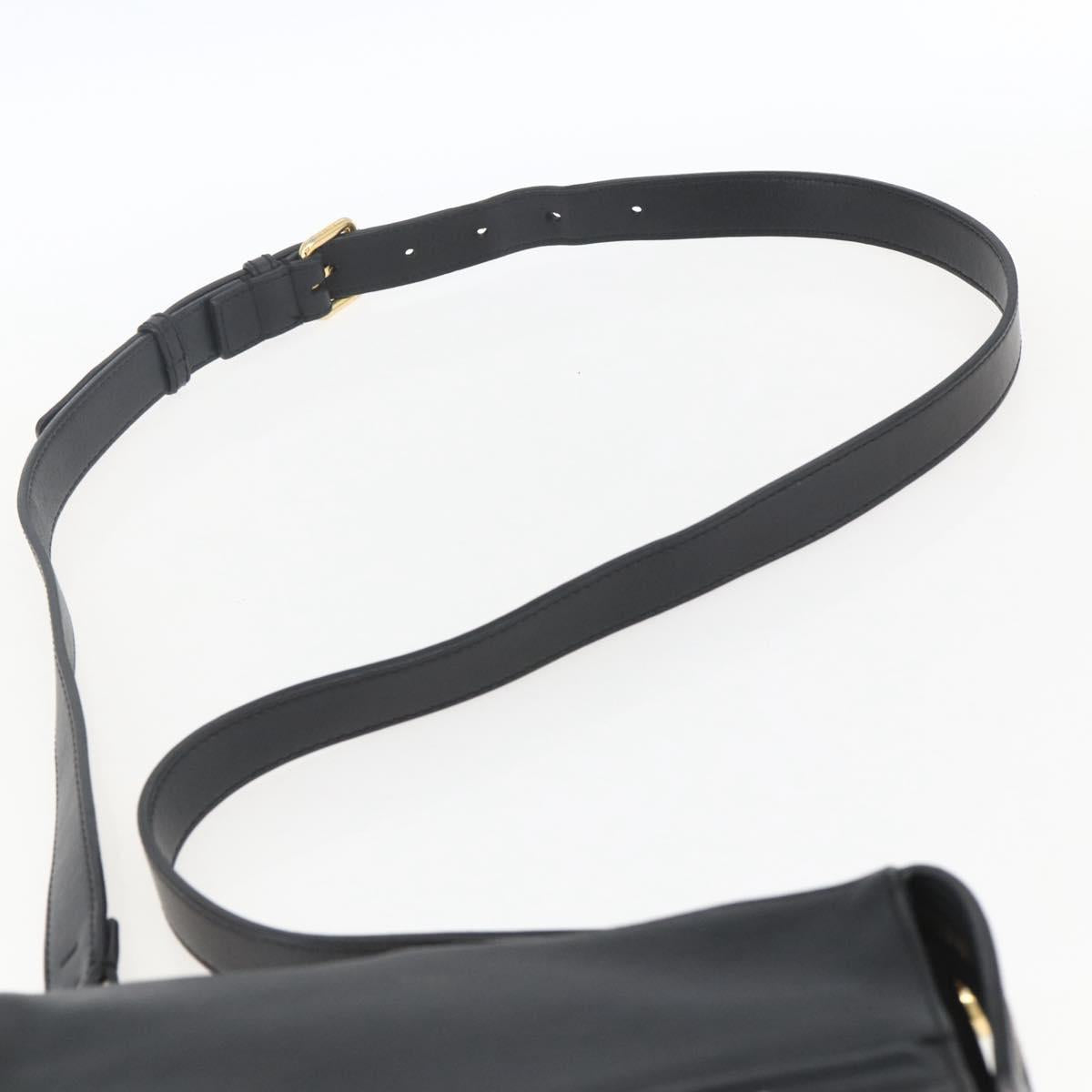 FENDI Monster Bugs Eye Hand Bag Leather 2way Black Gold Auth hk3297