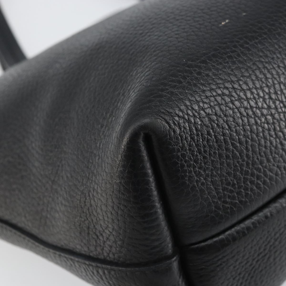 Salvatore Ferragamo Gancini Tote Bag Leather Black Gold Auth hk3305