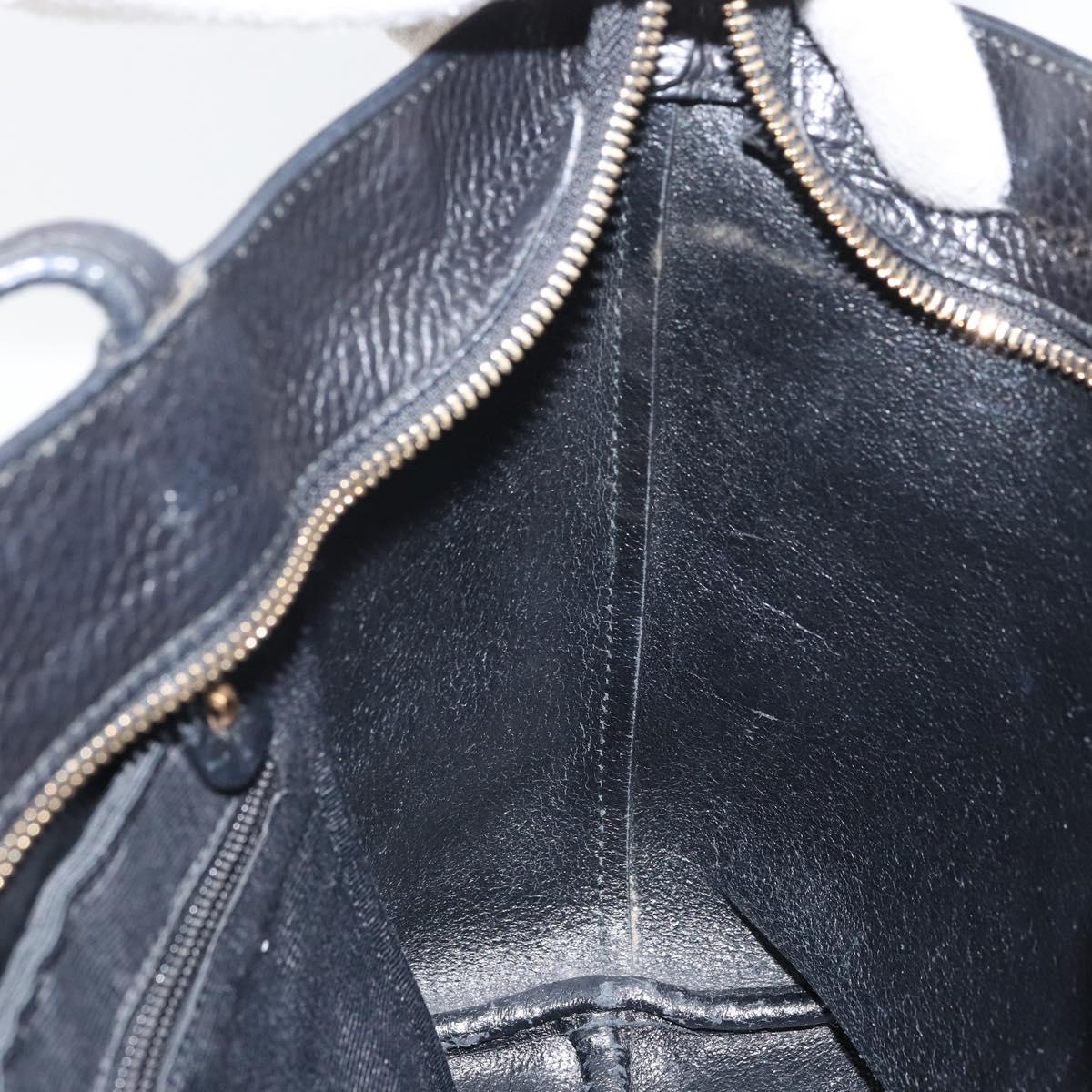 Salvatore Ferragamo Gancini Tote Bag Leather Black Gold Auth hk3305