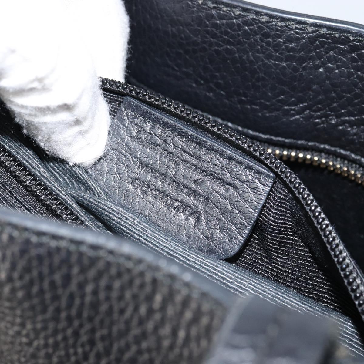 Salvatore Ferragamo Gancini Tote Bag Leather Black Gold Auth hk3305