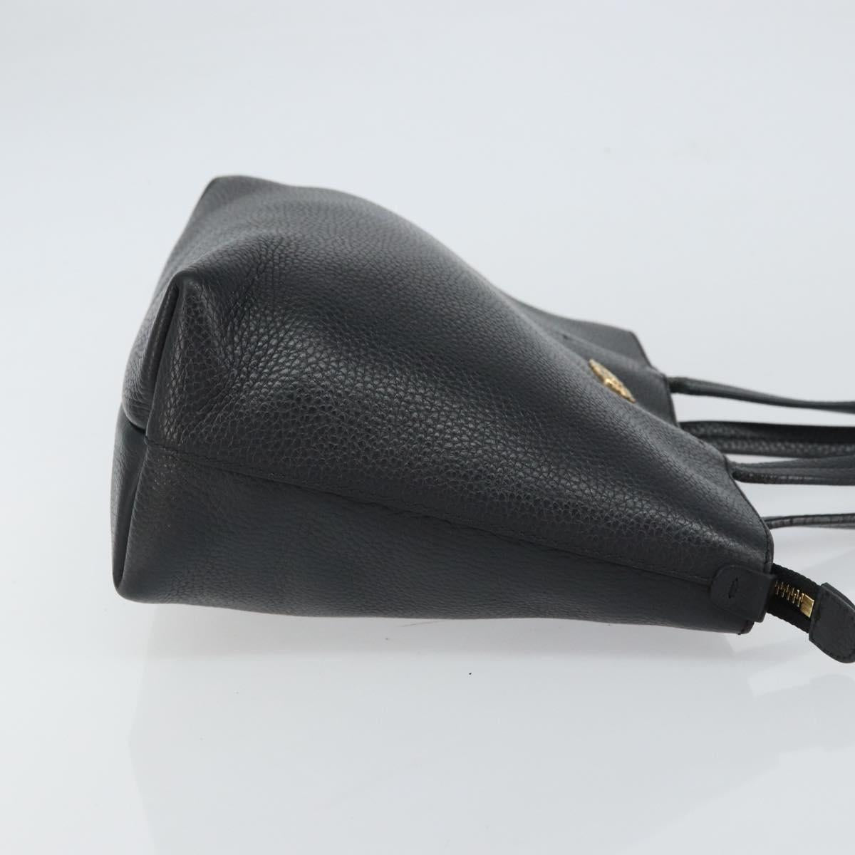 Salvatore Ferragamo Gancini Tote Bag Leather Black Gold Auth hk3305