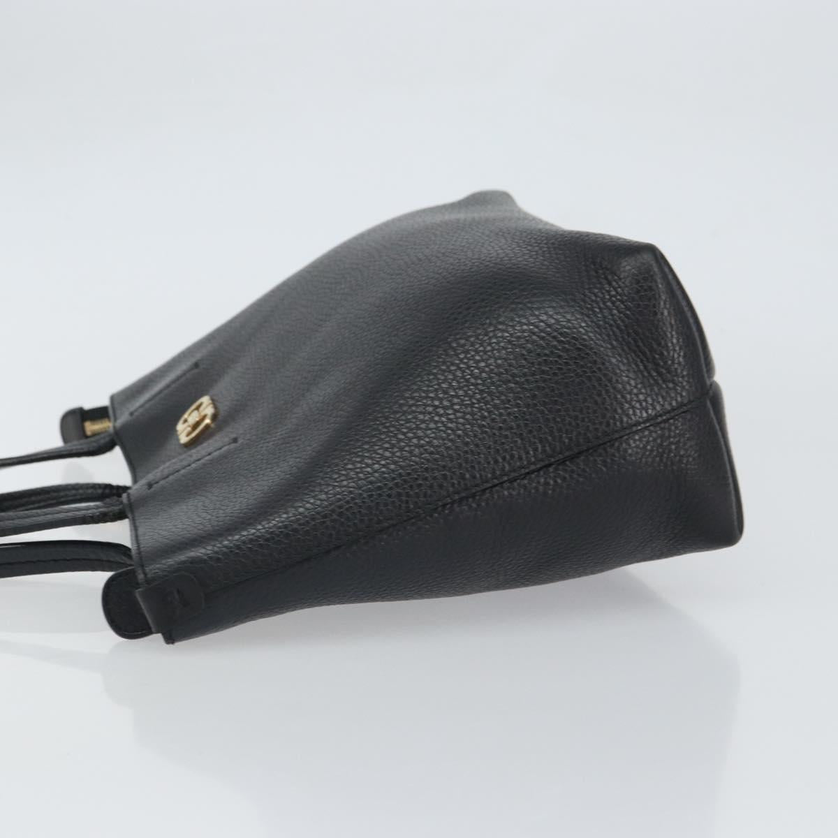 Salvatore Ferragamo Gancini Tote Bag Leather Black Gold Auth hk3305