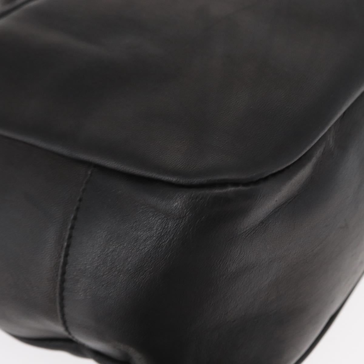 Salvatore Ferragamo Gancini Shoulder Bag Leather Black Gold Auth hk3306