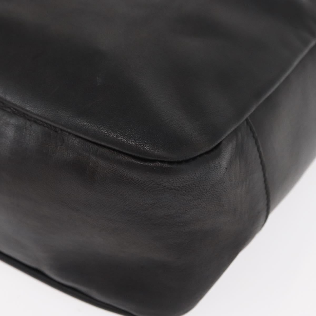 Salvatore Ferragamo Gancini Shoulder Bag Leather Black Gold Auth hk3306