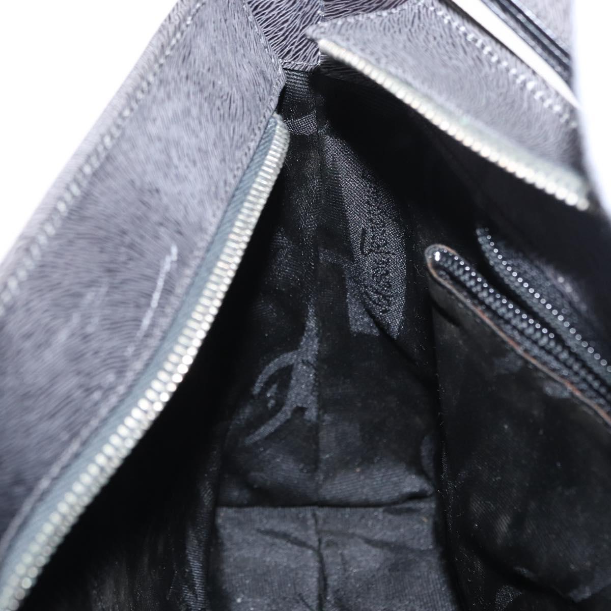 Salvatore Ferragamo Gancini Shoulder Bag Leather Gray Silver Auth hk3307