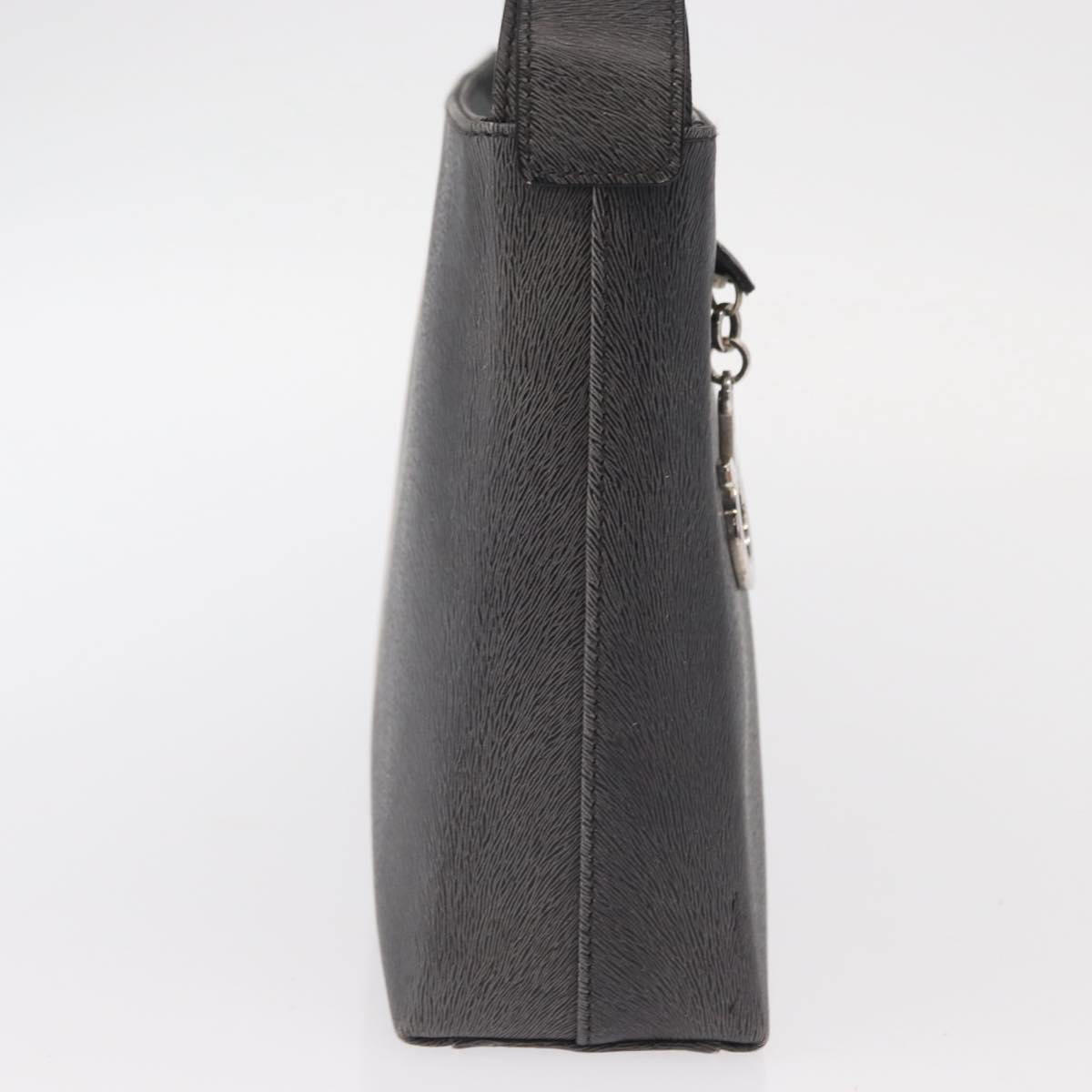 Salvatore Ferragamo Gancini Shoulder Bag Leather Gray Silver Auth hk3307