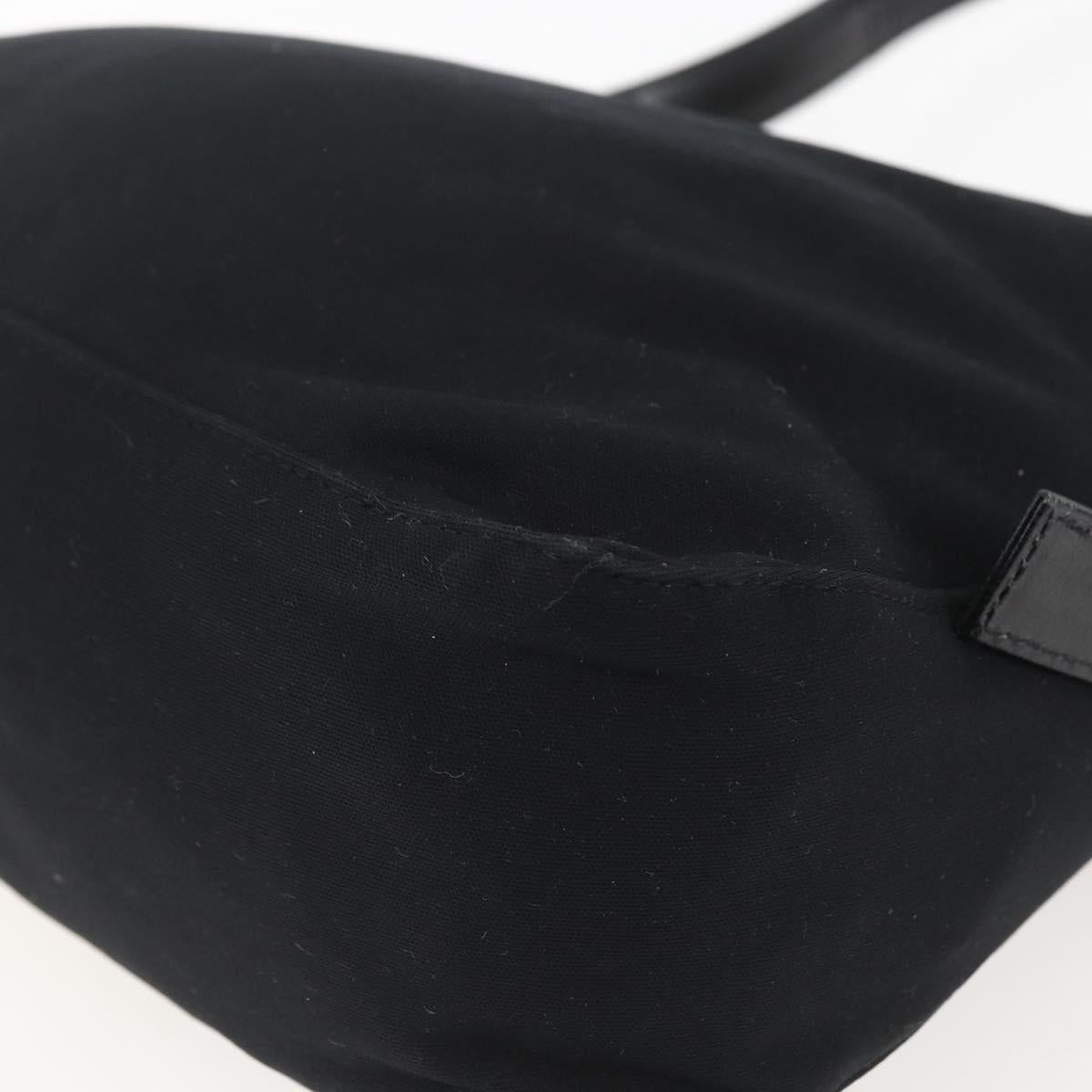 FENDI Mamma Baguette Shoulder Bag Nylon Black Silver Auth hk3309