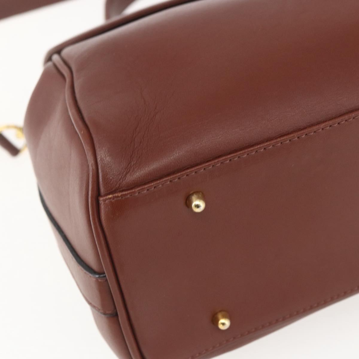 VALENTINO Hand Bag Leather 2way Brown Gold Auth hk3311