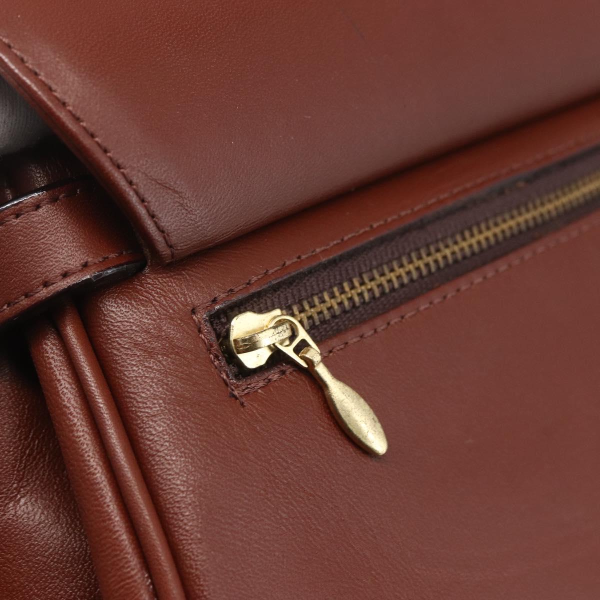 VALENTINO Hand Bag Leather 2way Brown Gold Auth hk3311