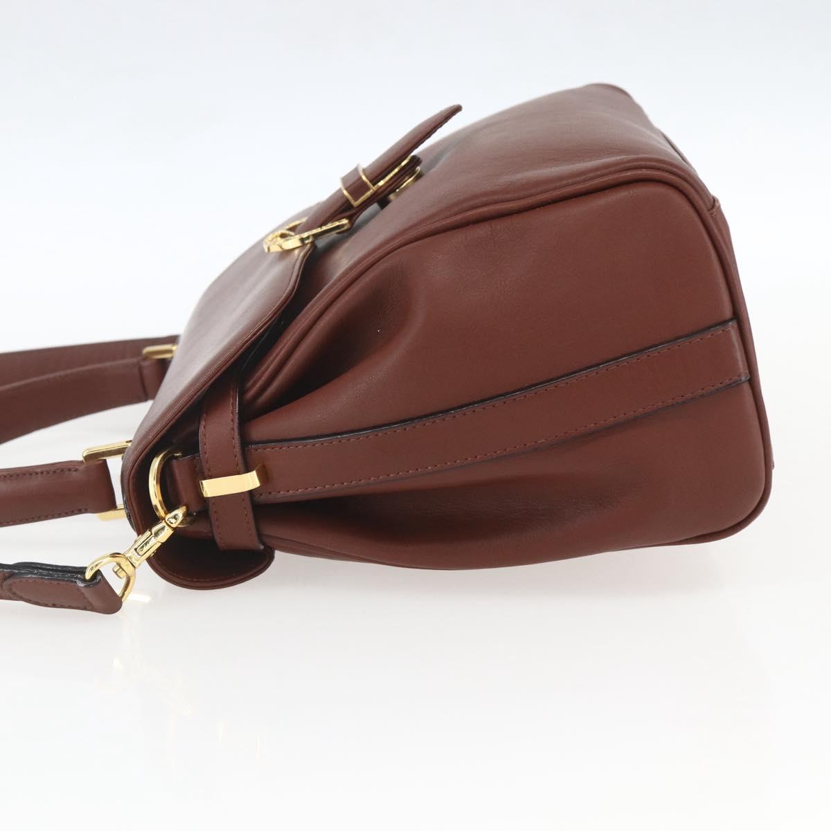 VALENTINO Hand Bag Leather 2way Brown Gold Auth hk3311
