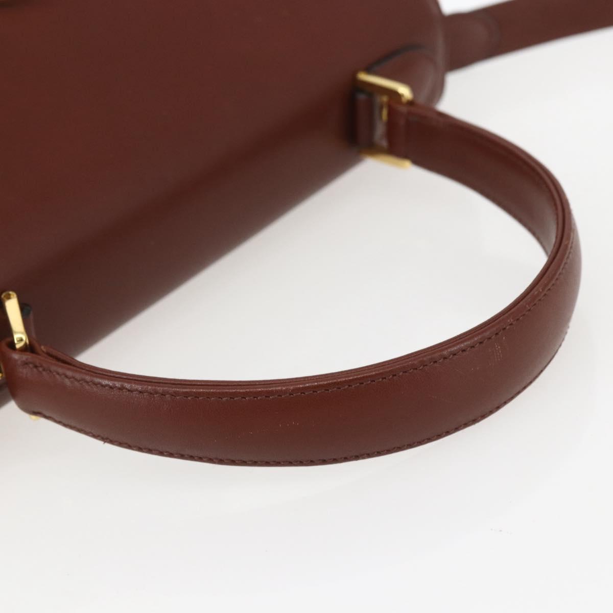 VALENTINO Hand Bag Leather 2way Brown Gold Auth hk3311