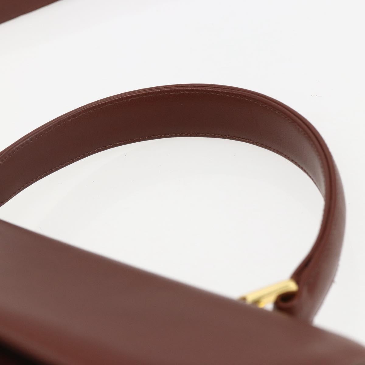 VALENTINO Hand Bag Leather 2way Brown Gold Auth hk3311