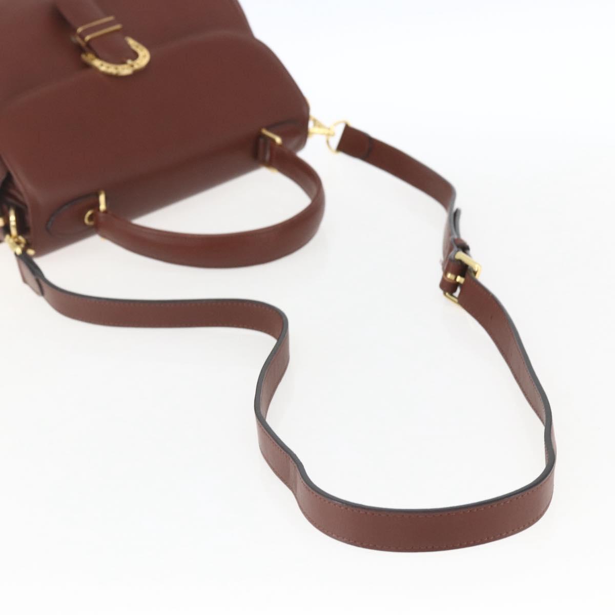 VALENTINO Hand Bag Leather 2way Brown Gold Auth hk3311