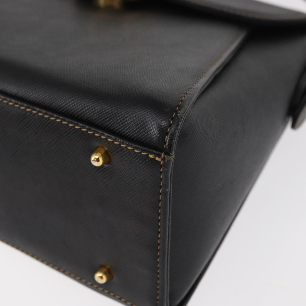 VALENTINO Hand Bag Leather Black Gold Auth hk3312