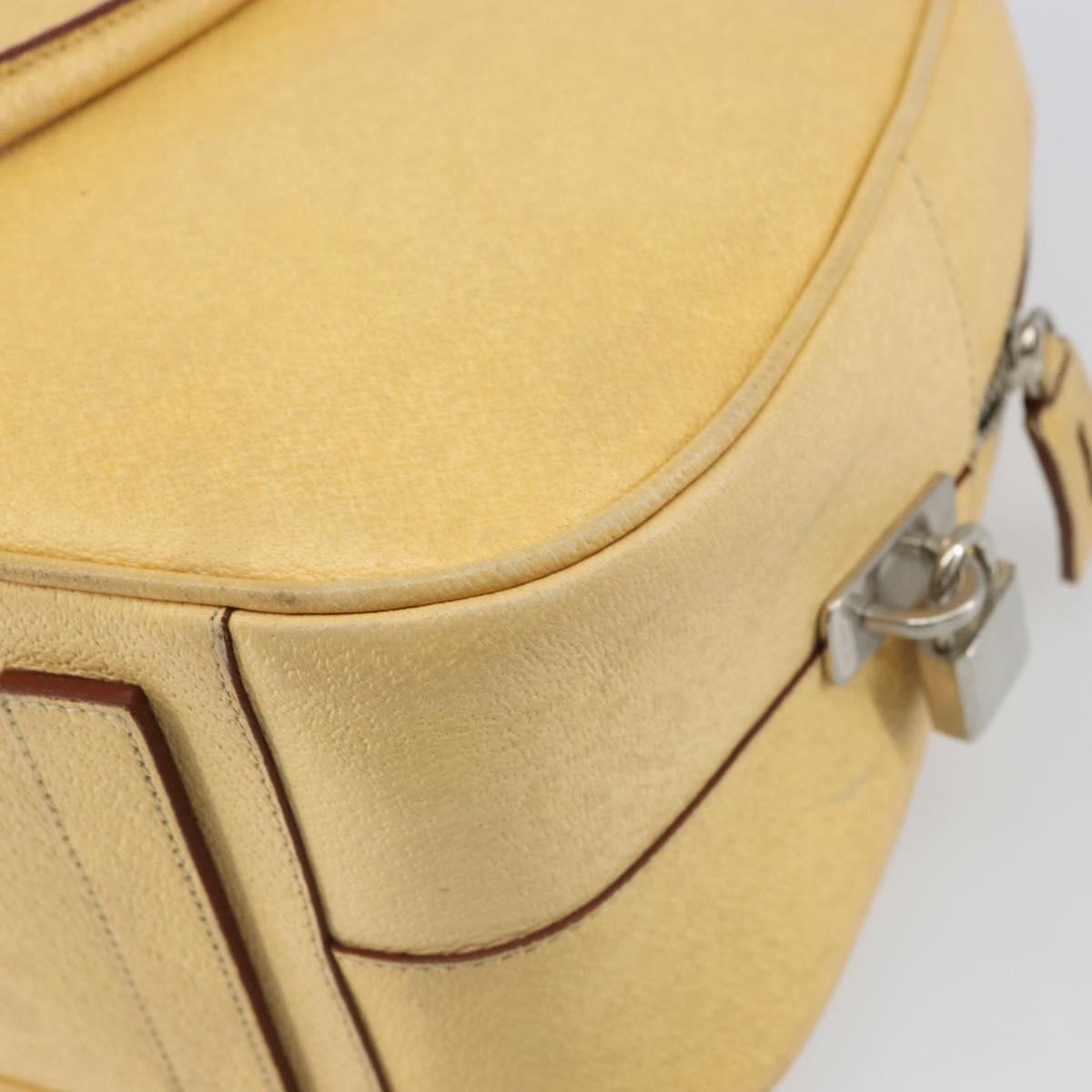 PRADA Shoulder Bag Leather Yellow Silver Auth hk3313