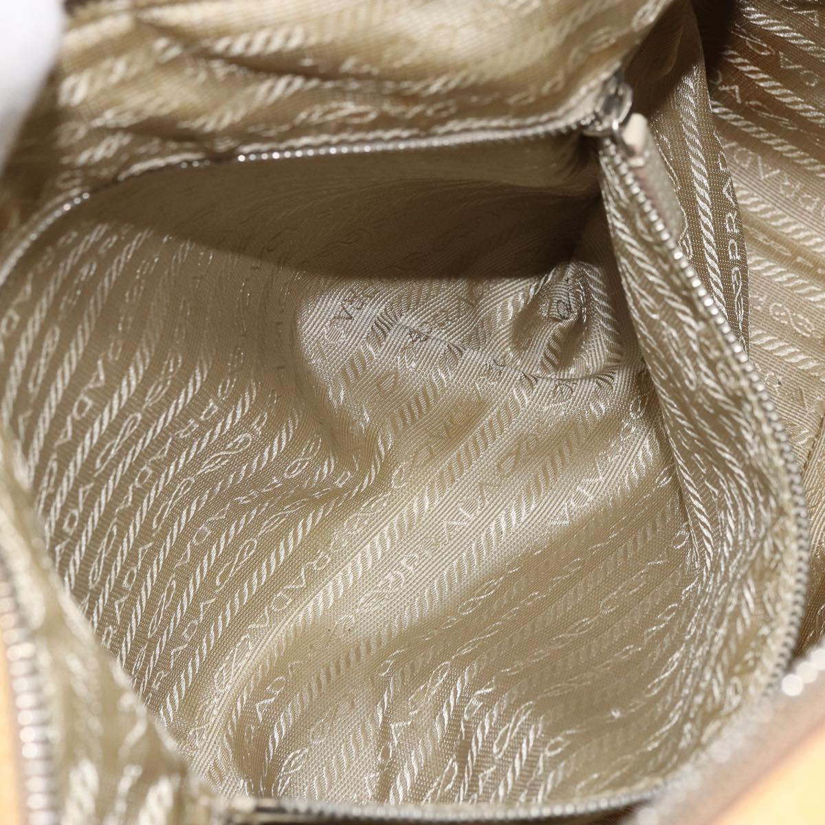 PRADA Shoulder Bag Leather Yellow Silver Auth hk3313