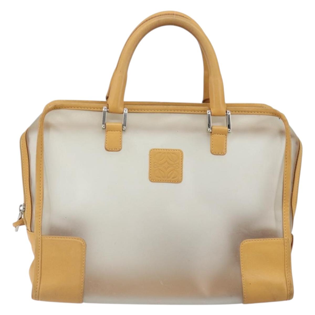 LOEWE Anagram Limited Model Amazona 30 Hand Bag Vinyl Clear Silver Auth hk3315