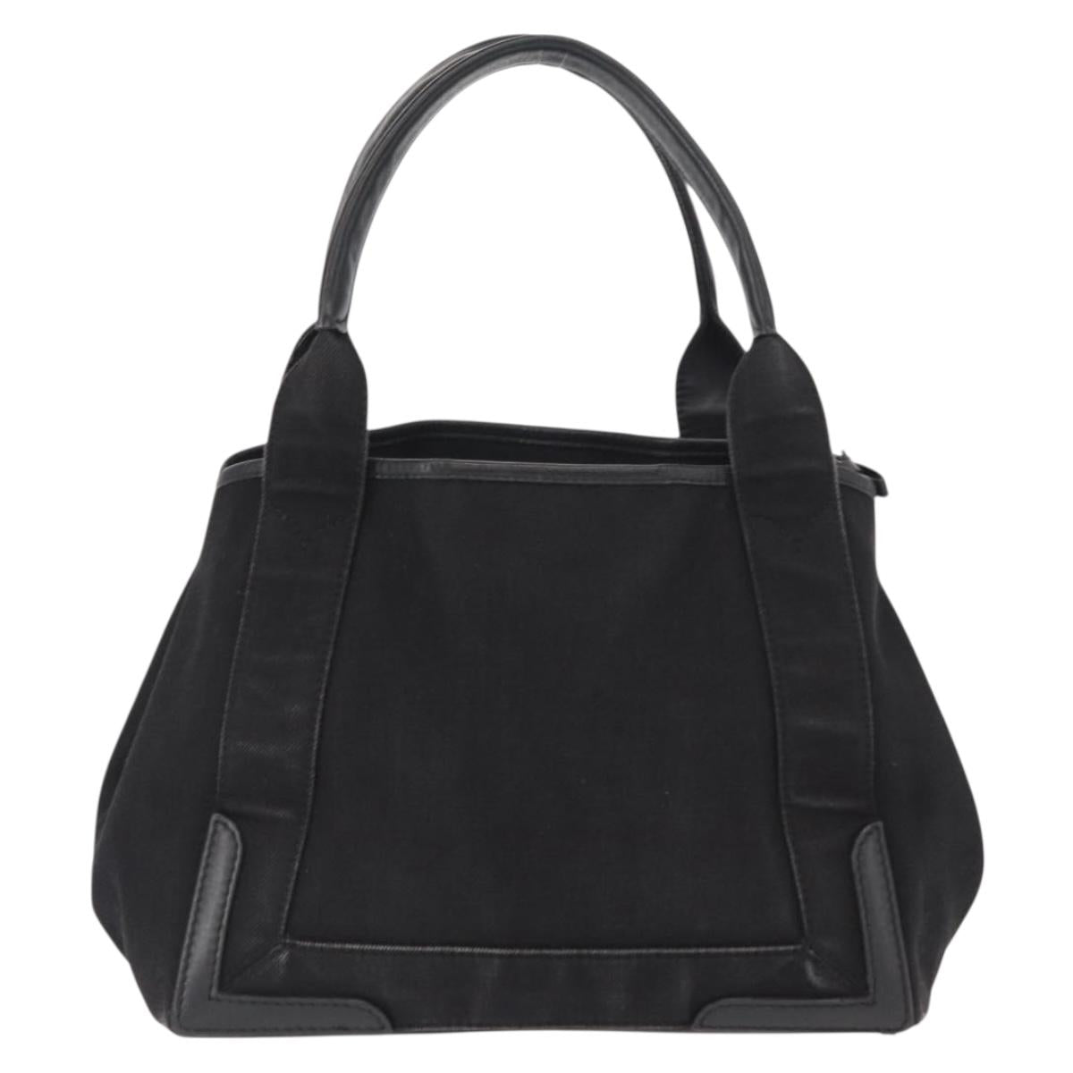 BALENCIAGA Navy Cabas S Hand Bag Canvas Black 339933 Auth hk3318