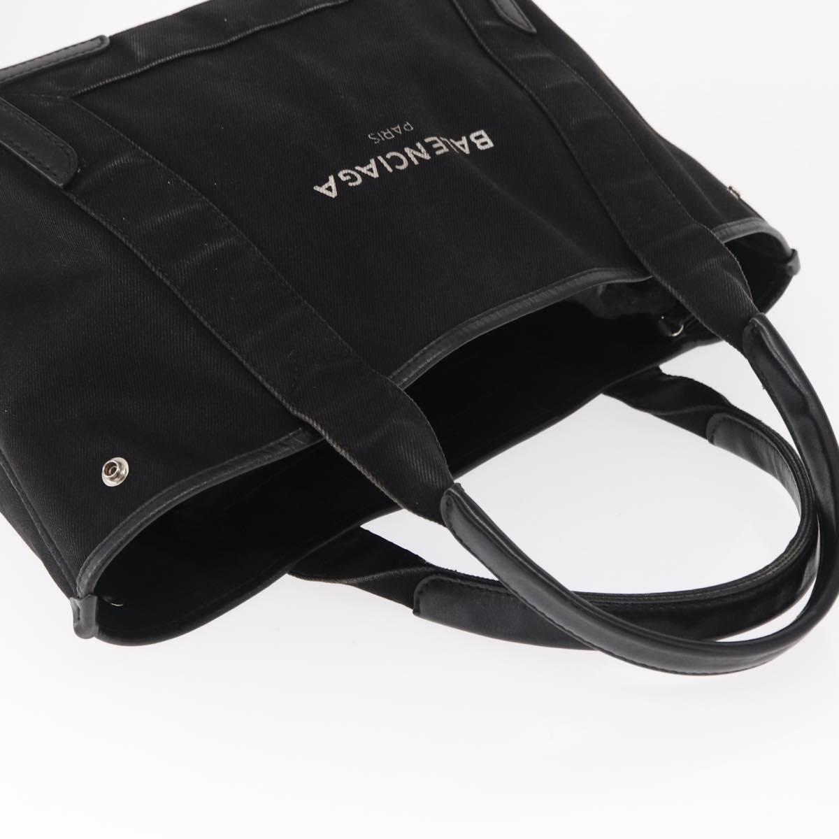 BALENCIAGA Navy Cabas S Hand Bag Canvas Black 339933 Auth hk3318