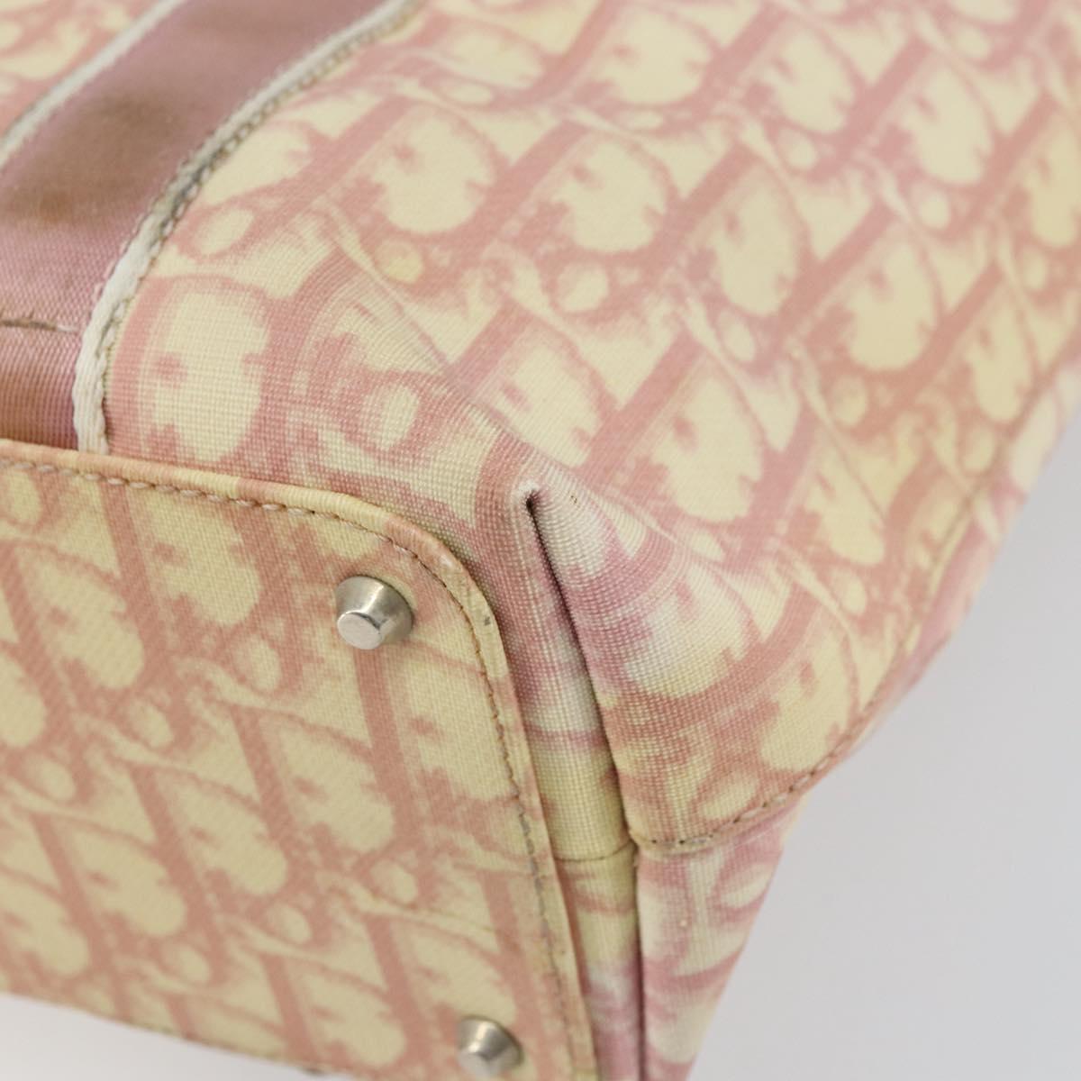 Christian Dior Trotter Canvas Tote Bag PVC Pink Silver Auth hk3319