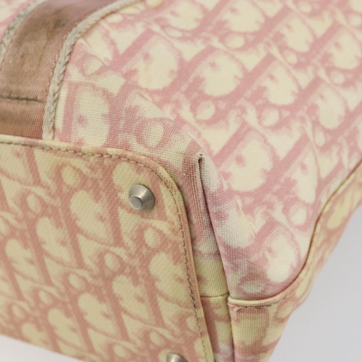 Christian Dior Trotter Canvas Tote Bag PVC Pink Silver Auth hk3319