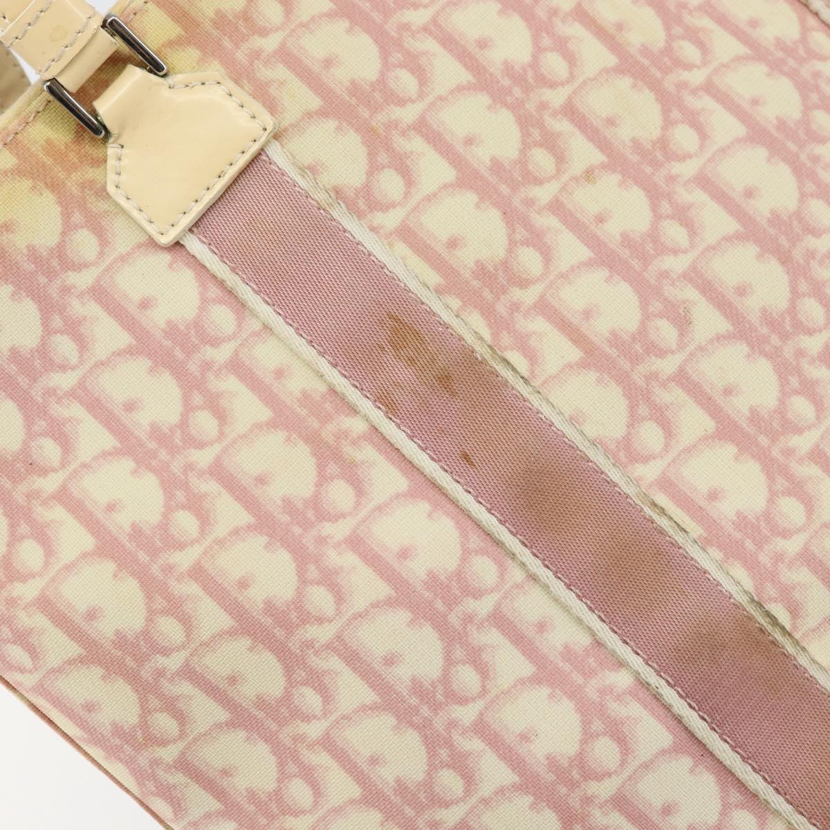 Christian Dior Trotter Canvas Tote Bag PVC Pink Silver Auth hk3319