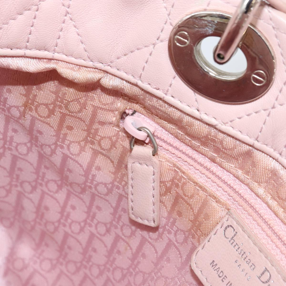 Christian Dior Canage Hand Bag Leather Pink Silver Auth hk3320