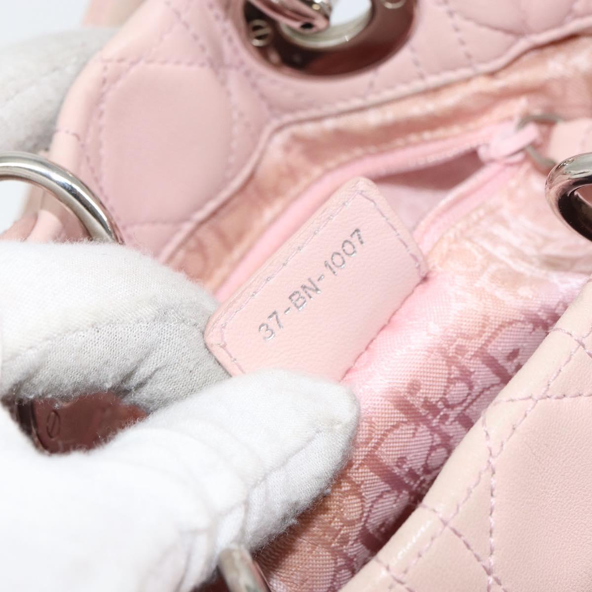 Christian Dior Canage Hand Bag Leather Pink Silver Auth hk3320