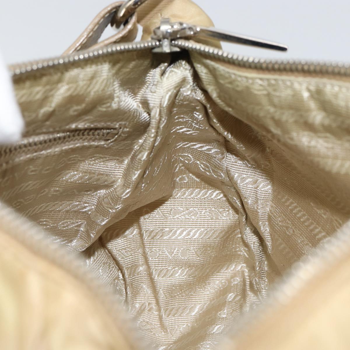 PRADA Shoulder Bag Nylon Beige Silver Auth hk3322