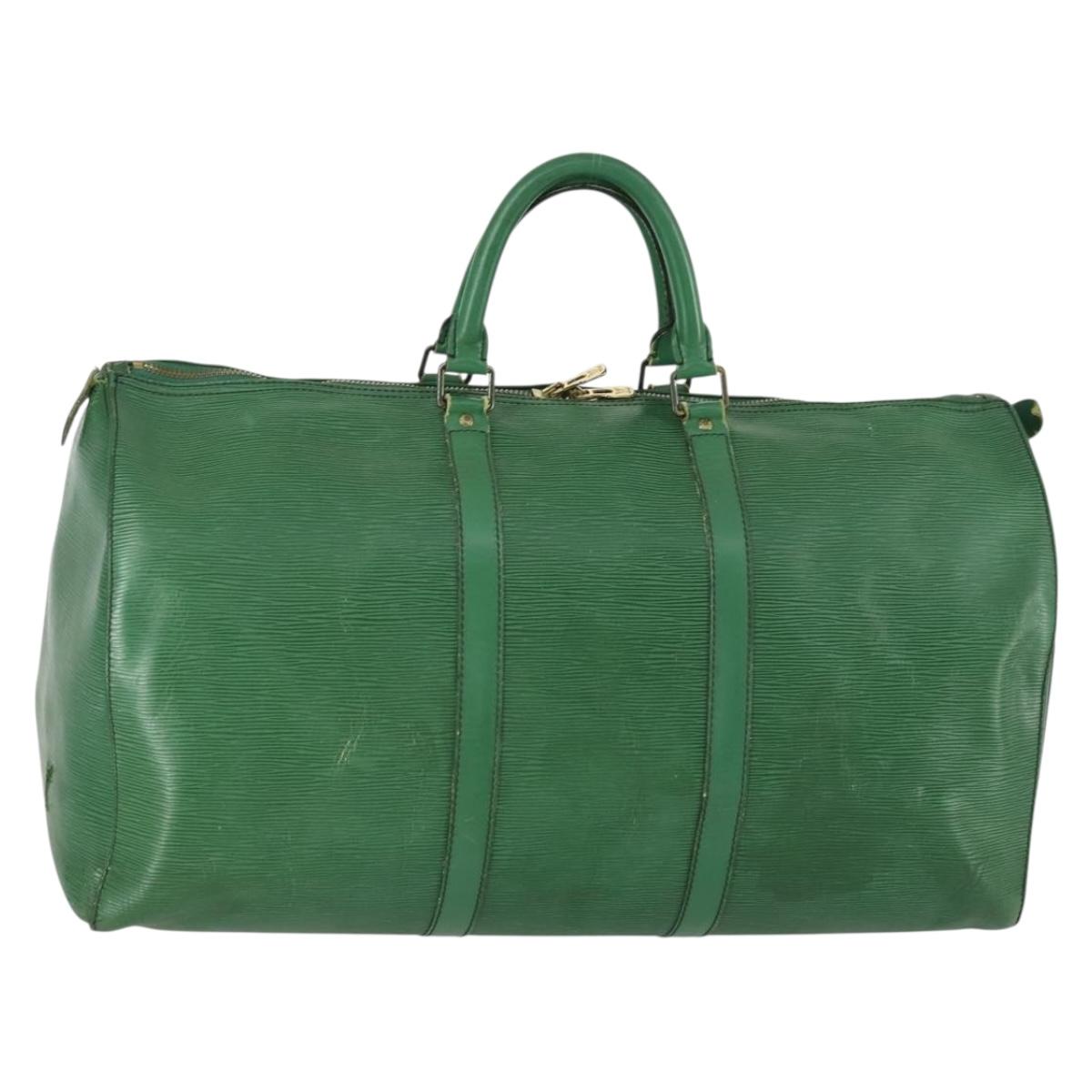 LOUIS VUITTON Epi Keepall 50 Boston Bag Green M42964 LV Auth hk3328